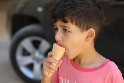 Gaza gelato - distributing refreshments to children during the holiday EID :)